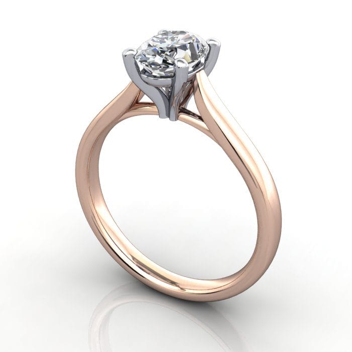 Oval Diamond Ring, RS41, Rose, Oval, 3D