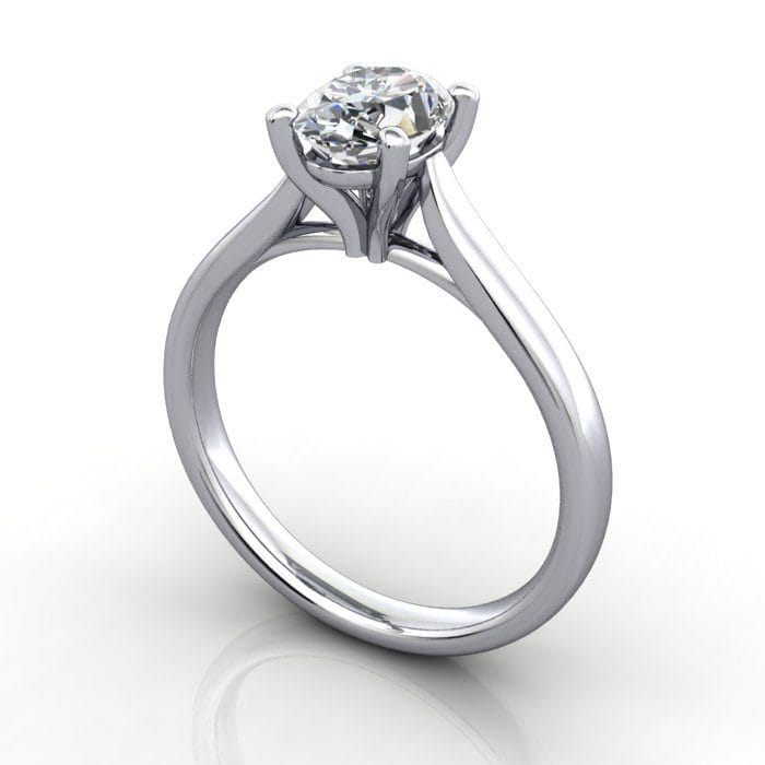 Oval Diamond Ring, RS41, Platinum, 3D Oval Diamond Ring, RS41, Platinum, 3D