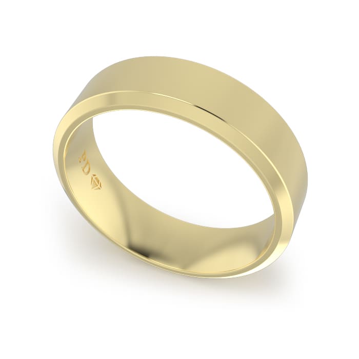 Ladies-Wedding-Ring-Yellow-Gold-Bevelled-6mm