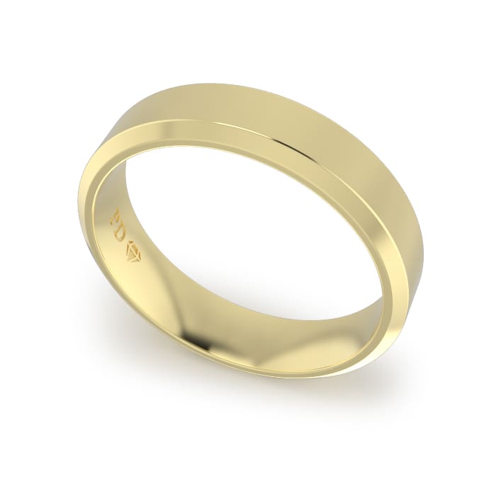 Ladies-Wedding-Ring-Yellow-Gold-Bevelled-5mm