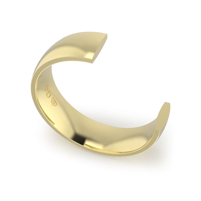 Ladies-Wedding-ring-Yellow-Gold-Quater-Round-6mm-CROSS SECTION Ladies-Wedding-ring-Yellow-Gold-Quater-Round-6mm-CROSS SECTION
