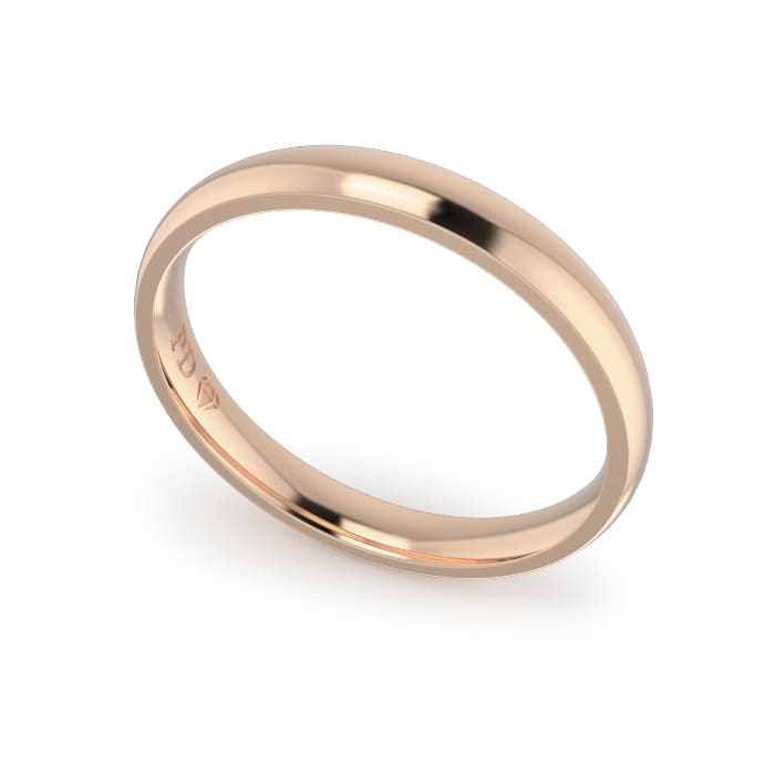 Gents-Wedding-ring-Rose-Gold-Quater-Round-3mm