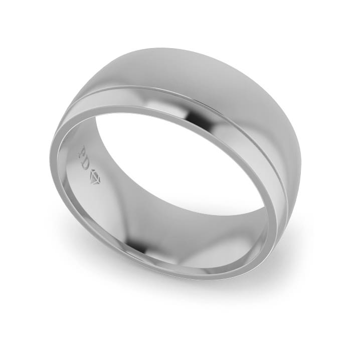 Gents-Wedding-Ring-White-Gold-Single-Groove-8mm Gents-Wedding-Ring-White-Gold-Single-Groove-8mm