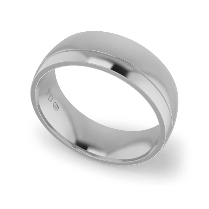 Gents-Wedding-Ring-White-Gold-Single-Groove-7mm Gents-Wedding-Ring-White-Gold-Single-Groove-7mm