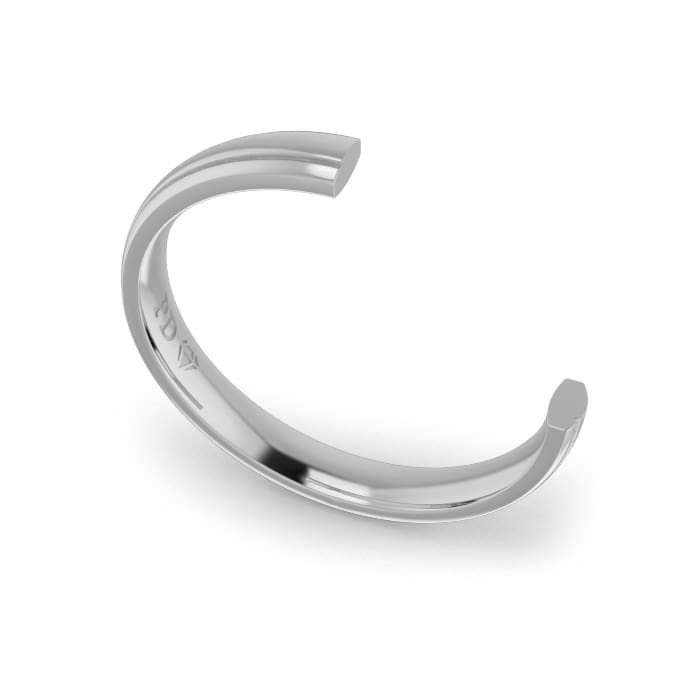 Gents-Wedding-Ring-White-Gold-Single-Groove-3mm-CROSS SECTION Gents-Wedding-Ring-White-Gold-Single-Groove-3mm-CROSS SECTION