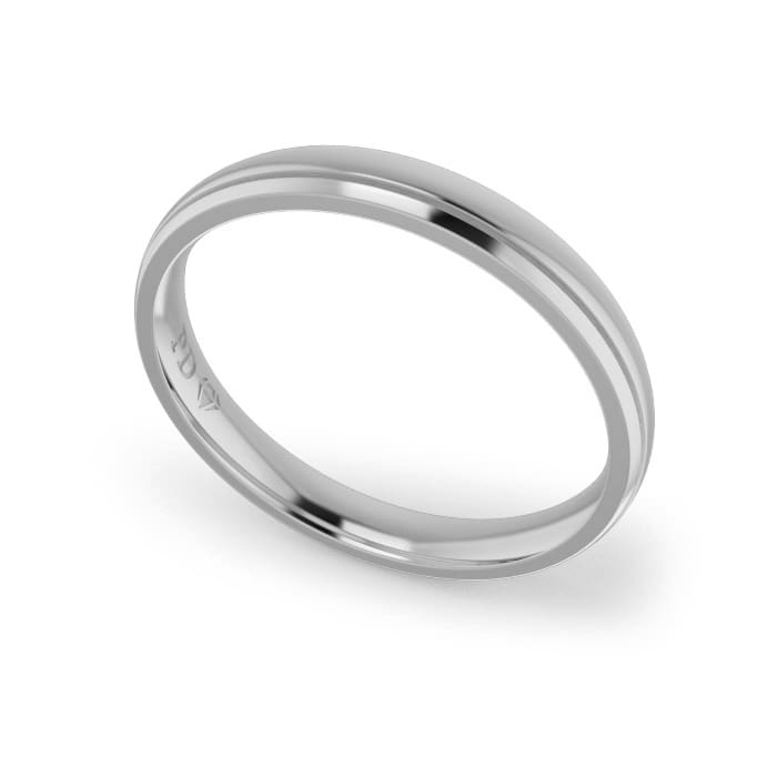 Gents-Wedding-Ring-White-Gold-Single-Groove-3mm Gents-Wedding-Ring-White-Gold-Single-Groove-3mm