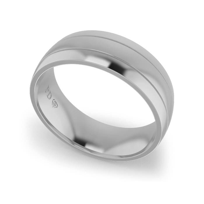 Gents-Wedding-ring-White-Gold-Double-Groove-7mm