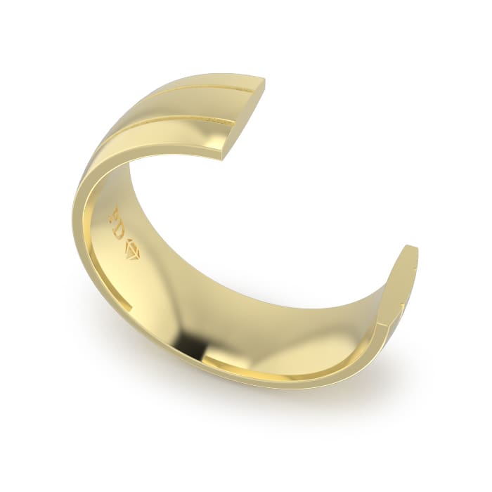 Gents-Wedding-ring-Yellow-Gold-Double-Groove-7mm-CROSS SECTION