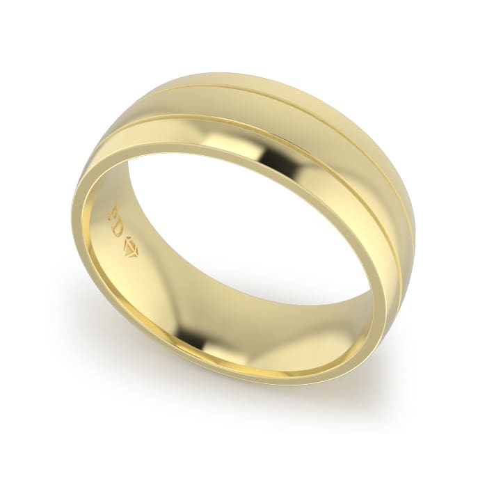 Gents-Wedding-ring-Yellow-Gold-Double-Groove-7mm