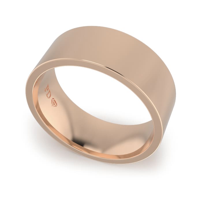 Gents-Wedding-Ring-Rose-Gold-Flat-8mm Gents-Wedding-Ring-Rose-Gold-Bevelled-8mm