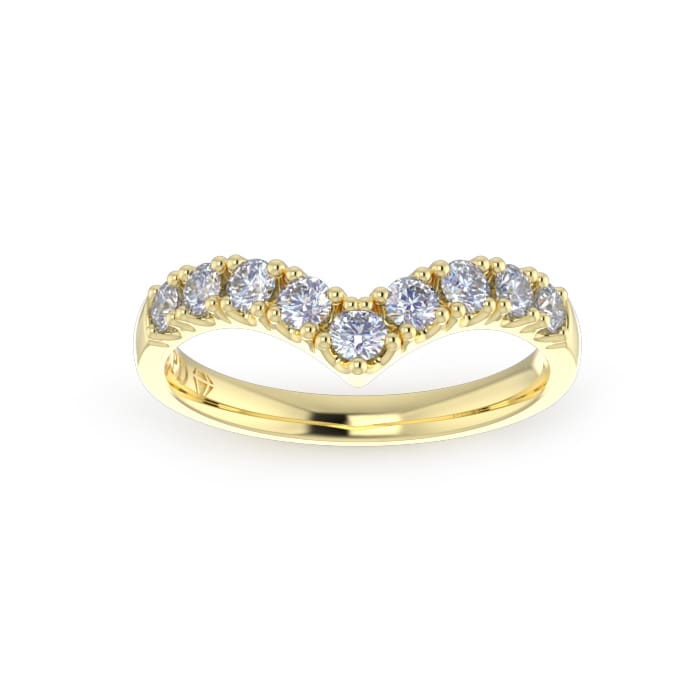 Yellow Gold Fitted Scallop Pave Wedding Ring PD NZ