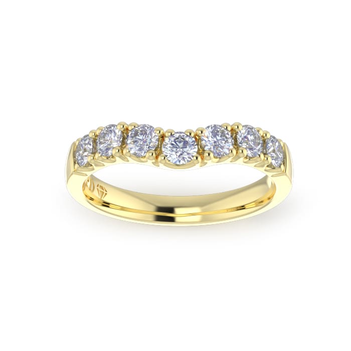 Ladies-Wedding-Diamond-Ring-YG-Curved-Scallop Pave-3mm