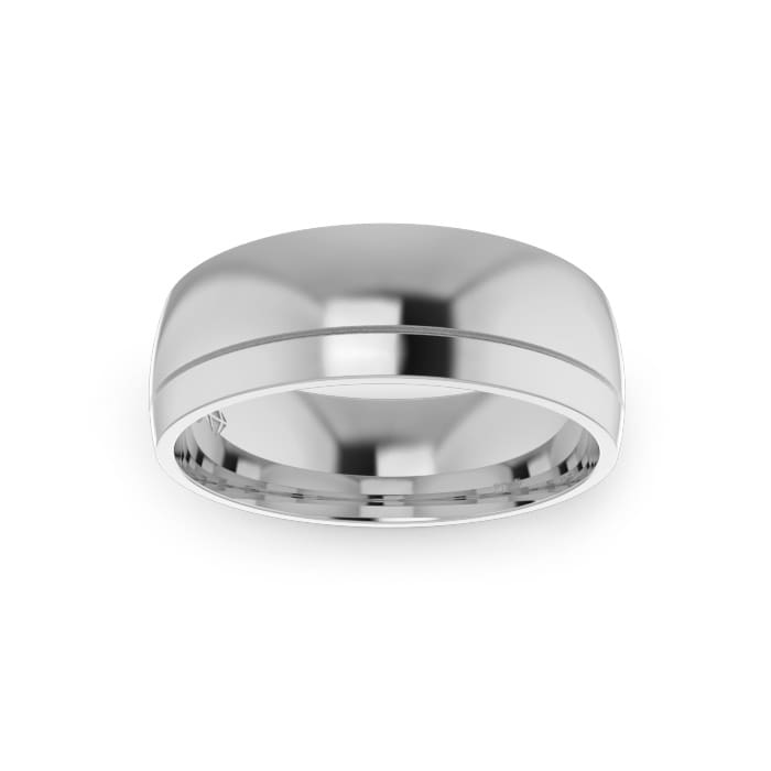 Gents-Wedding-Ring-White-Gold-Single-Groove-7mm-Top Gents-Wedding-Ring-White-Gold-Single-Groove-7mm-Top