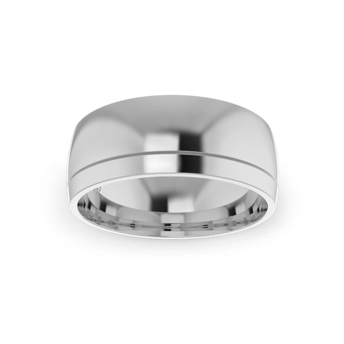 Gents-Wedding-Ring-White-Gold-Single-Groove-8mm-Top Gents-Wedding-Ring-White-Gold-Single-Groove-8mm-Top