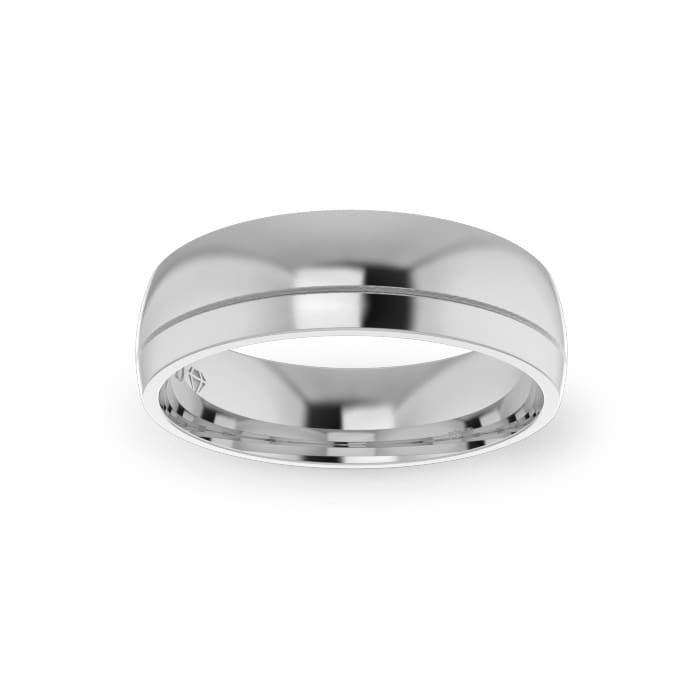 Gents-Wedding-Ring-White-Gold-Single-Groove-6mm-Top Gents-Wedding-Ring-White-Gold-Single-Groove-6mm-Top