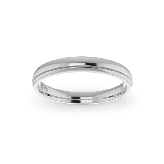 Gents-Wedding-Ring-White-Gold-Single-Groove-3mm-Top Gents-Wedding-Ring-White-Gold-Single-Groove-3mm-Top