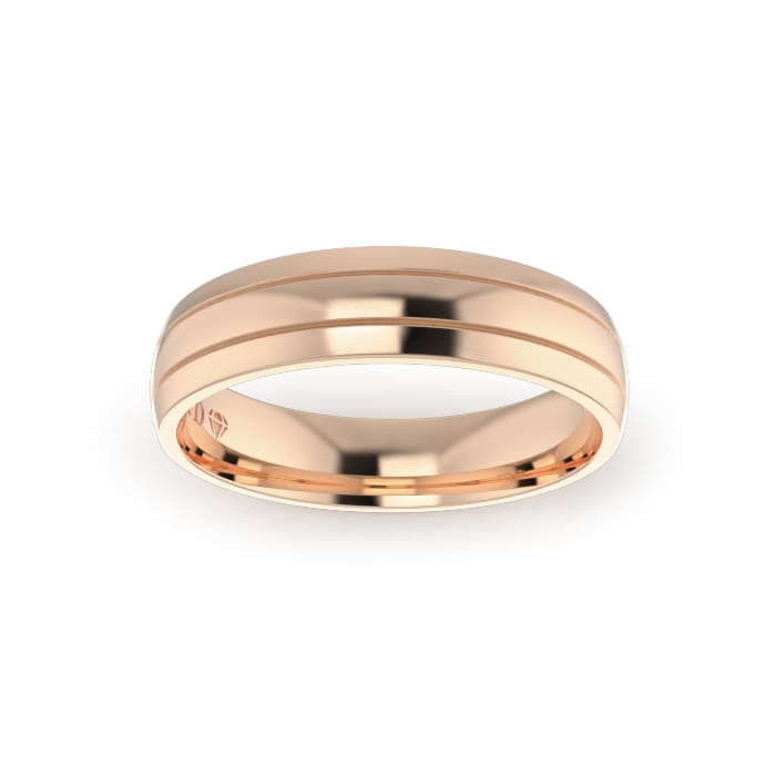 Gents-Wedding-ring-Rose-Gold-Double-Groove-5mm-Top Gents-Wedding-ring-Rose-Gold-Double-Groove-5mm-Top