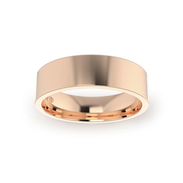 Gents-Wedding-Ring-Rose-Gold-Flat-6mm-Top Gents-Wedding-Ring-Rose-Gold-Flat-6mm-Top