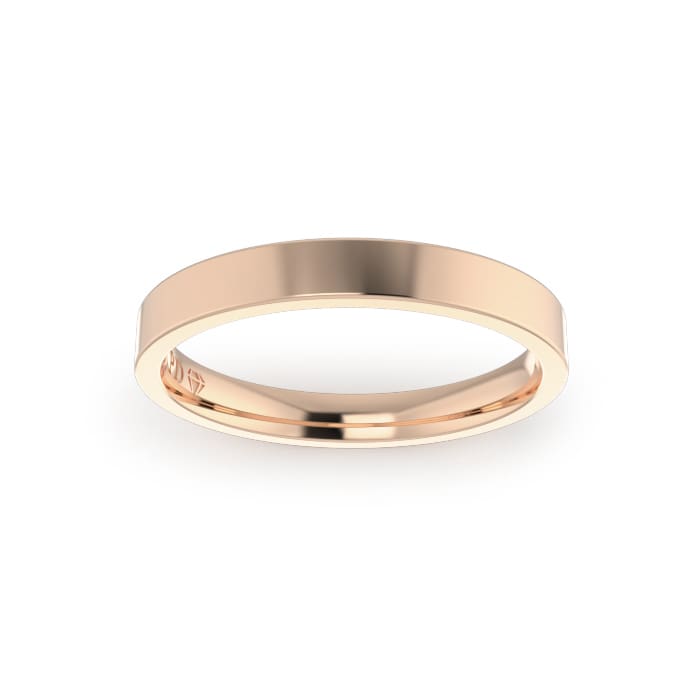 Gents-Wedding-Ring-Rose-Gold-Flat-3mm-Top Gents-Wedding-Ring-Rose-Gold-Flat-3mm-Top