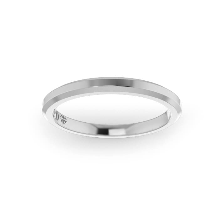 Ladies-Wedding-Ring-White-Gold-Bevelled-Top-2.00mm White Gold Ladies Bevelled Wedding Ring 2.5mm