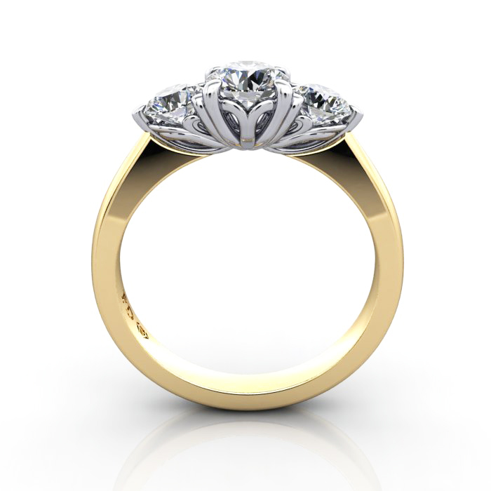Engagement Ring RT3-Round-YG-TF