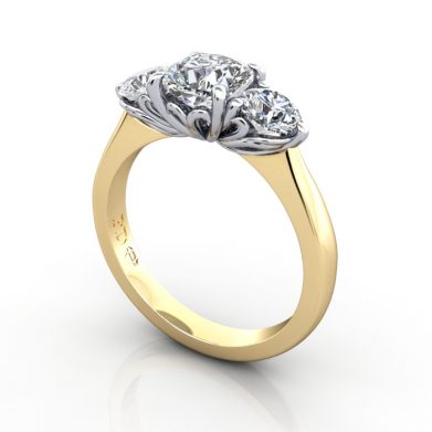 Engagement Ring RT3-Cush-YG-3D