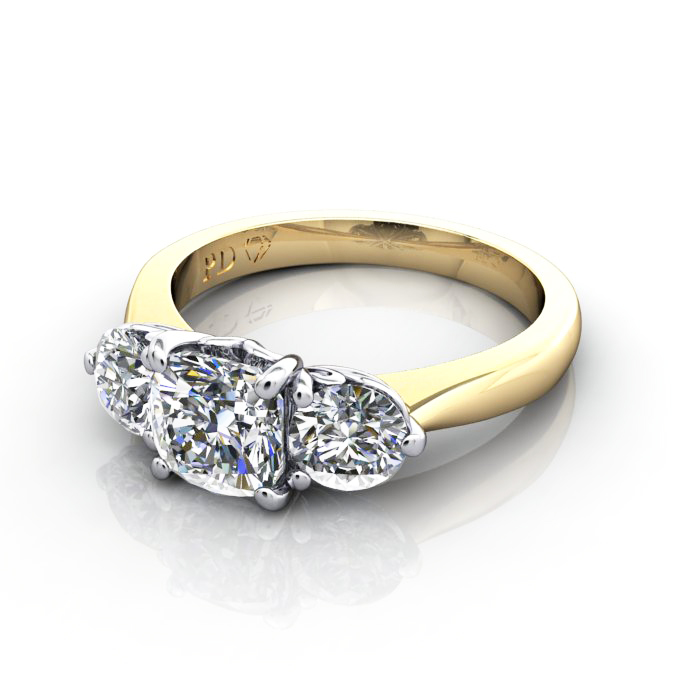 Engagement Ring RT3-Cush-YG-LF