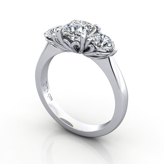 Engagement Ring RT3-Cush-Plat-3D