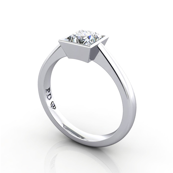 Princess Engagement Ring, White Gold, RS10, thumb