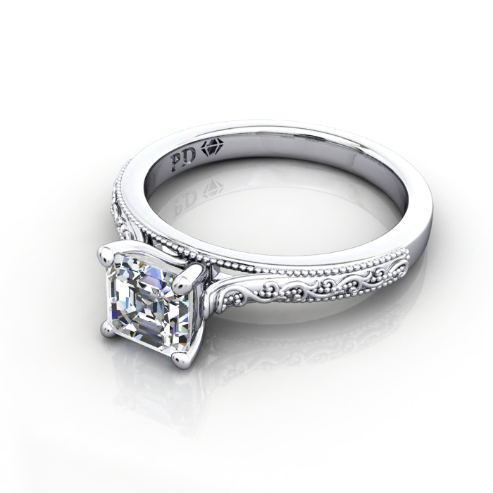 Assher Engagement Ring, White Gold, RS50, LF