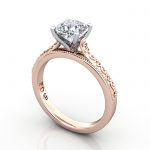 Cushion Edgagement Ring, Rose Gold,RS50, 3D