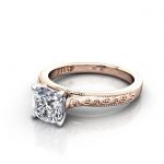 Cushion Edgagement Ring, Rose Gold,RS50, LF Cushion Edgagement Ring, Rose Gold,RS50, LF