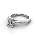 Emerald Engagement Ring, White Gold, RS50, LF