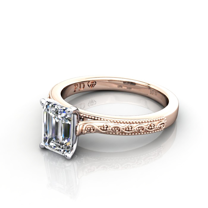 Emerald Engagement Ring, Rose Gold, RS50, LF Emerald Engagement Ring, Rose Gold, RS50, LF