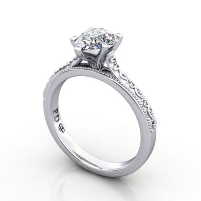 Pear Engagement Ring, White Gold, RS50, 3D