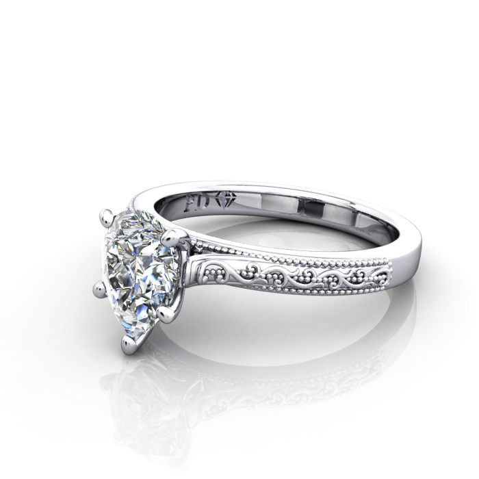 Pear Engagement Ring, White Gold, RS50, LF