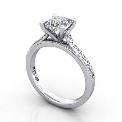 Princess Engagement Ring, White Gold, RS50, 3D