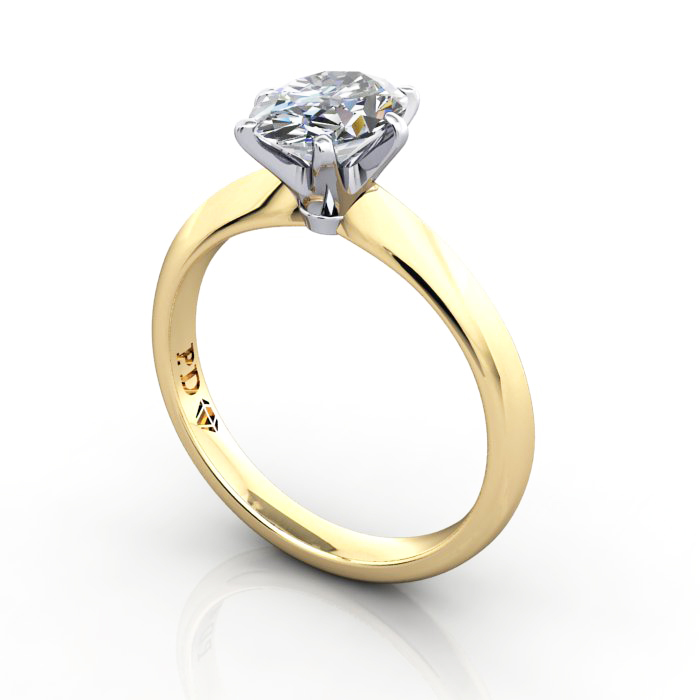Oval Cut Solitaire Diamond Ring Yellow Gold RS49 3D