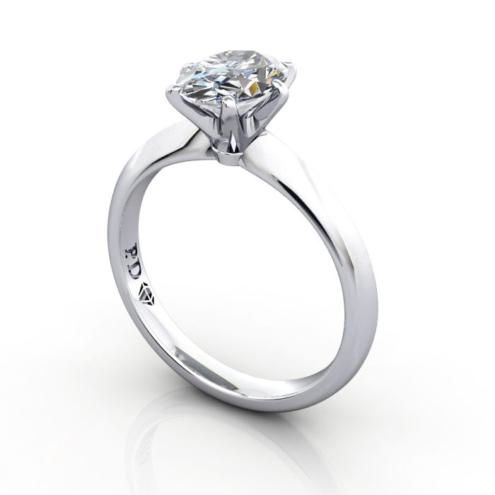 Oval Engagement Ring, Platinum, RS49, 3D Oval Cut Solitaire Diamond Ring Platinum RS49 3D