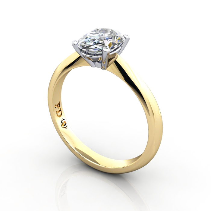 Oval Engagement Ring, Yellow Gold, RS48, 3D Oval Engagement Ring, Yellow Gold, RS48, 3D