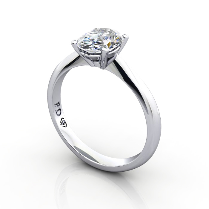 Oval Engagement Ring, White Gold, RS48, 3D Oval Engagement Ring, White Gold, RS48, 3D