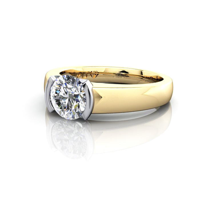 Round Engagement Ring, Yellow Gold, RS39, LF
