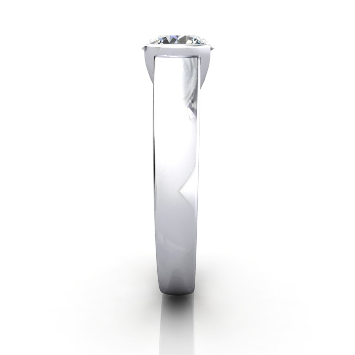 Round Engagement Ring, White Gold, RS39, SV