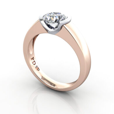 Round Engagement Ring, Rose Gold, RS39, 3D