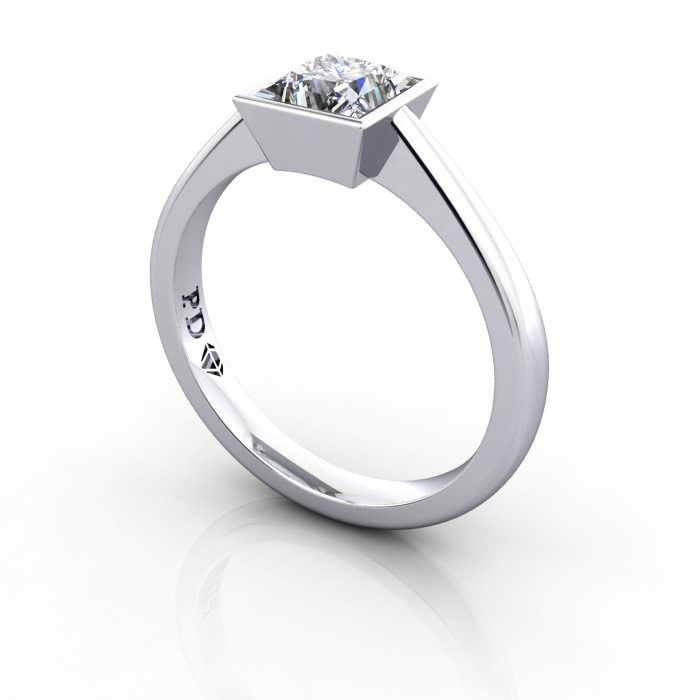 Video-Princess Engagement Ring, Platinum, RS10, 3D