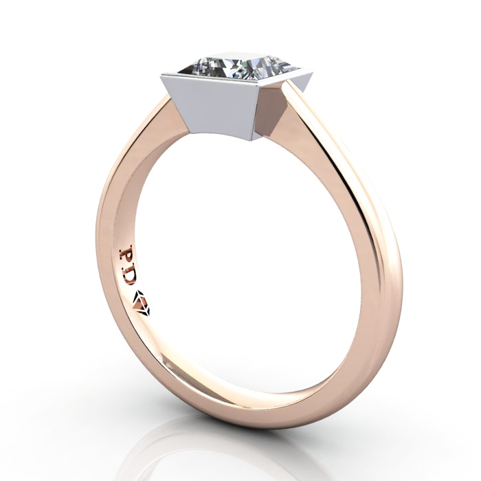Princess Engagement Ring, Rose Gold, RS10, 3D Princess Engagement Ring, Rose Gold, RS10, 3D