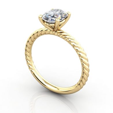 Oval Engagement Ring, Yellow Gold, RS38, 3D
