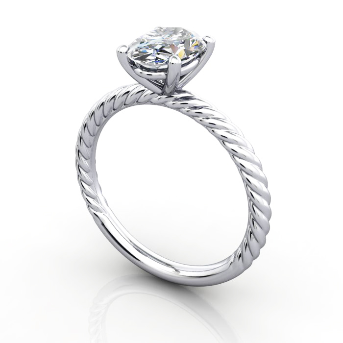 Oval Engagement Ring, Platinum, RS38, 3D Oval Engagement Ring, Platinum, RS38, 3D