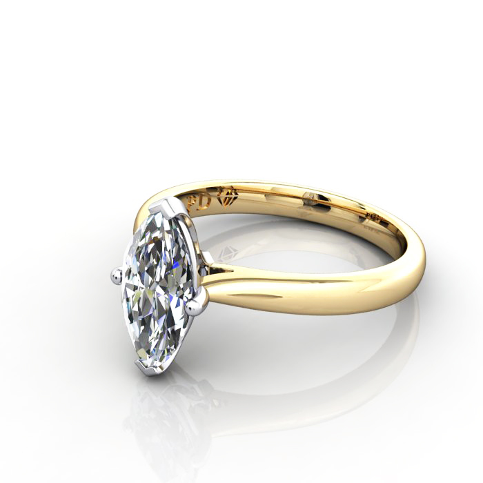Marquise Engagement Ring, RS28, Yellow Gold, LF Marquise Engagement Ring, RS28, Yellow Gold, LF