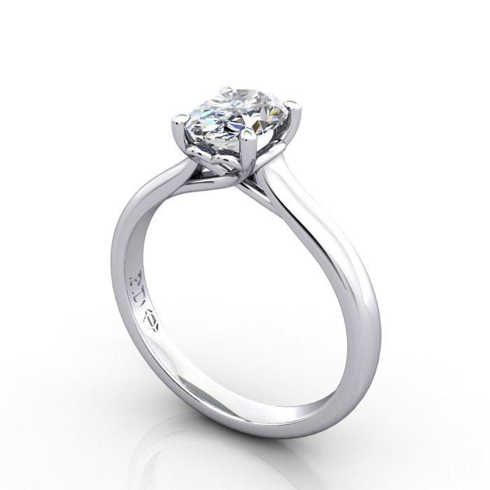 Oval Engagement Ring, Platinum, RS1, 3D Oval Engagement Ring, Platinum, RS1, 3D